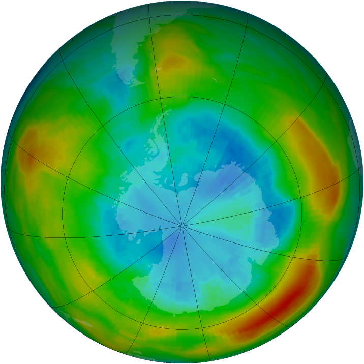 Antarctic ozone map for 03 September 1980